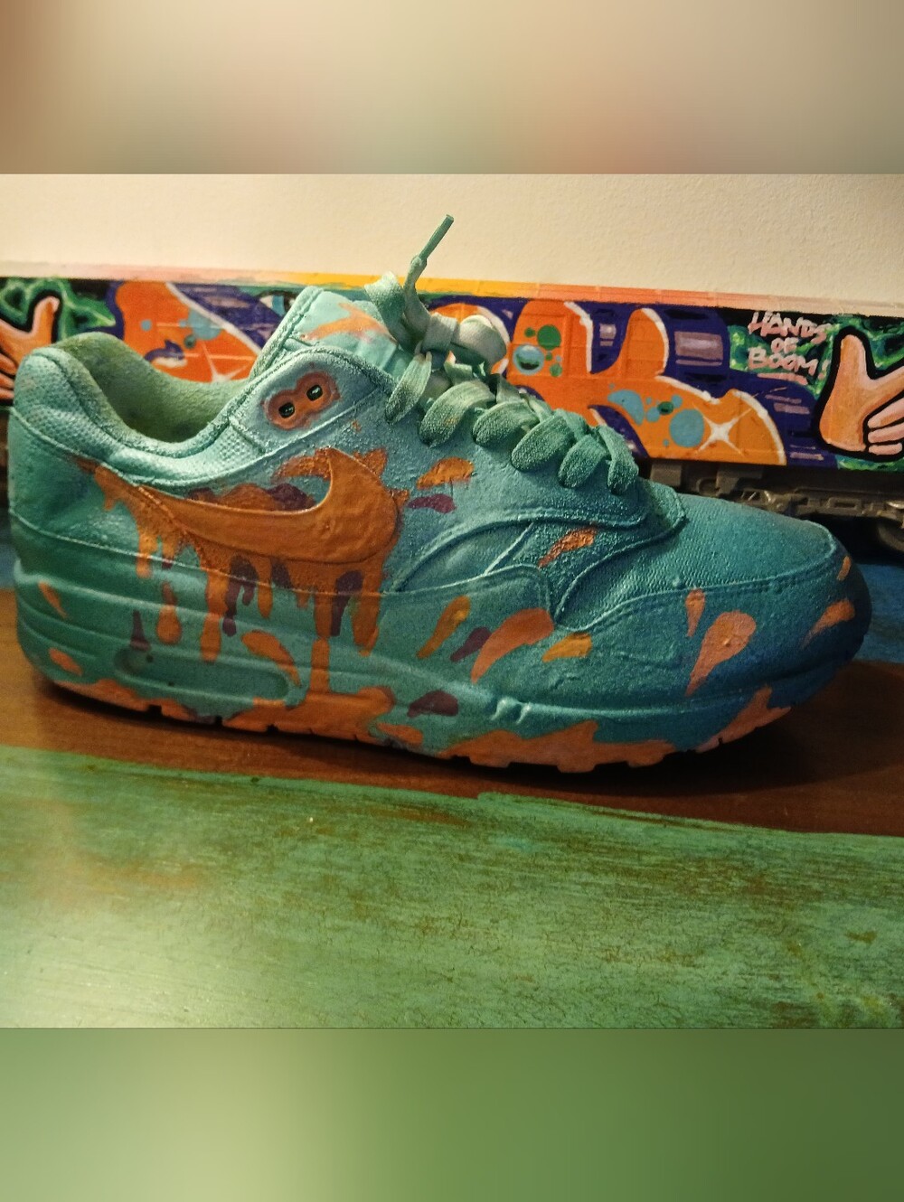 Nike Air Max 1 Mens Shoe Custom Painted As Art For Display Purposes Only